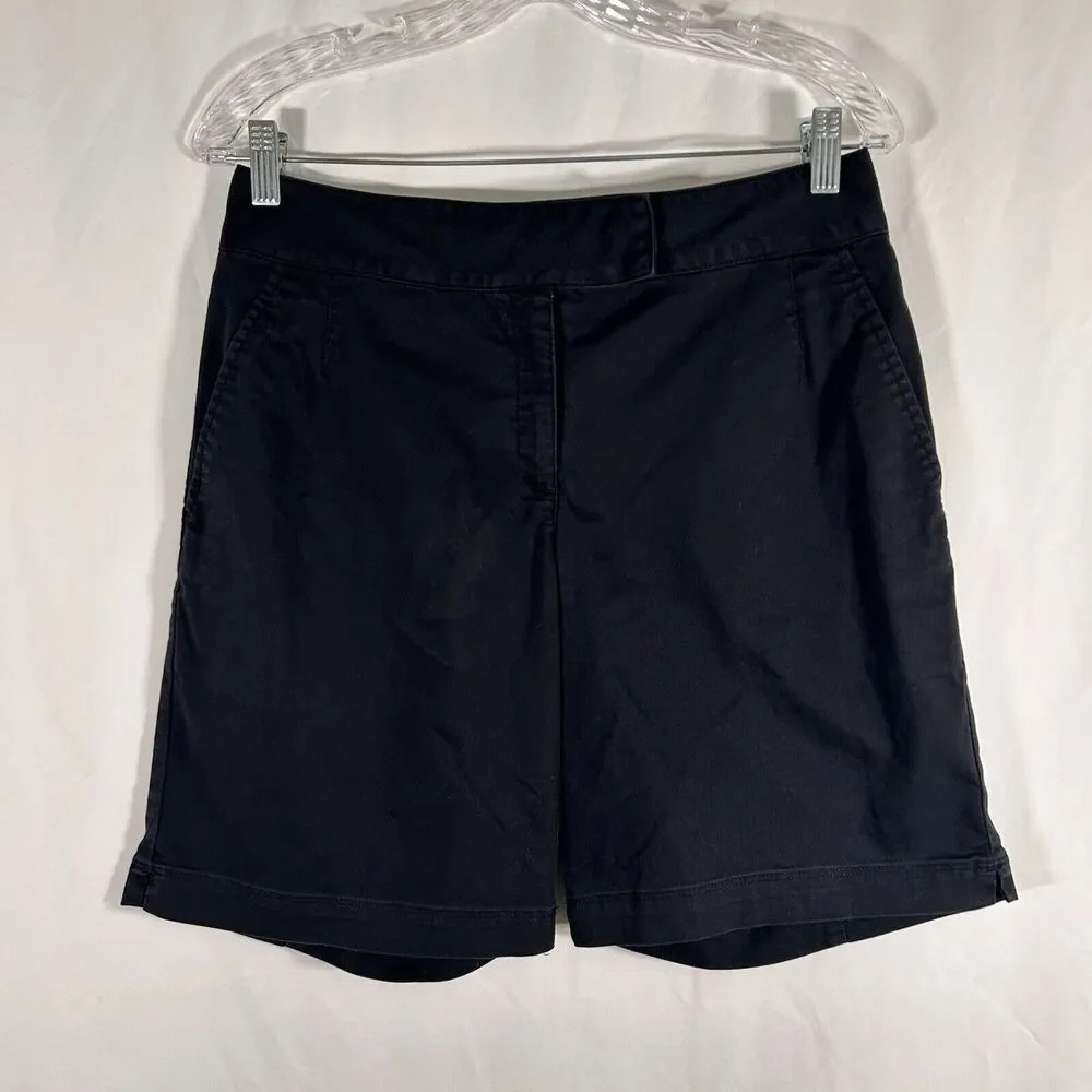 Nike Golf Shorts Womens 6 Small Slid Black Chino Dri-Fit Button Zip Cotton Blend
